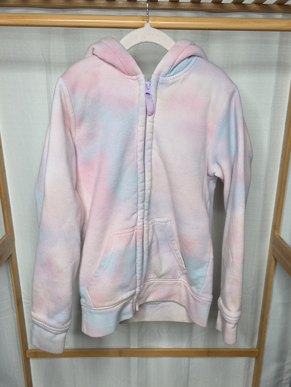 wonder nation Pastel Pink & Light Blue Tie-Dye Zip Hoodie